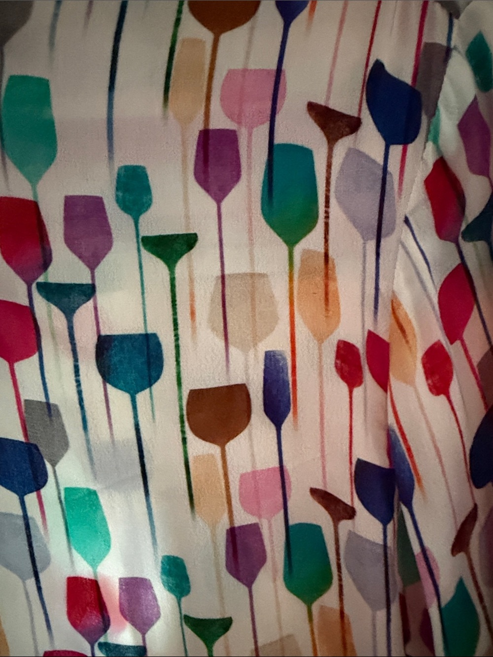 Apny Multicolor Cocktail -Print Tie Neck Blouse - White Base - Picture 2 of 5